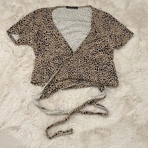 Cheetah print back tie top